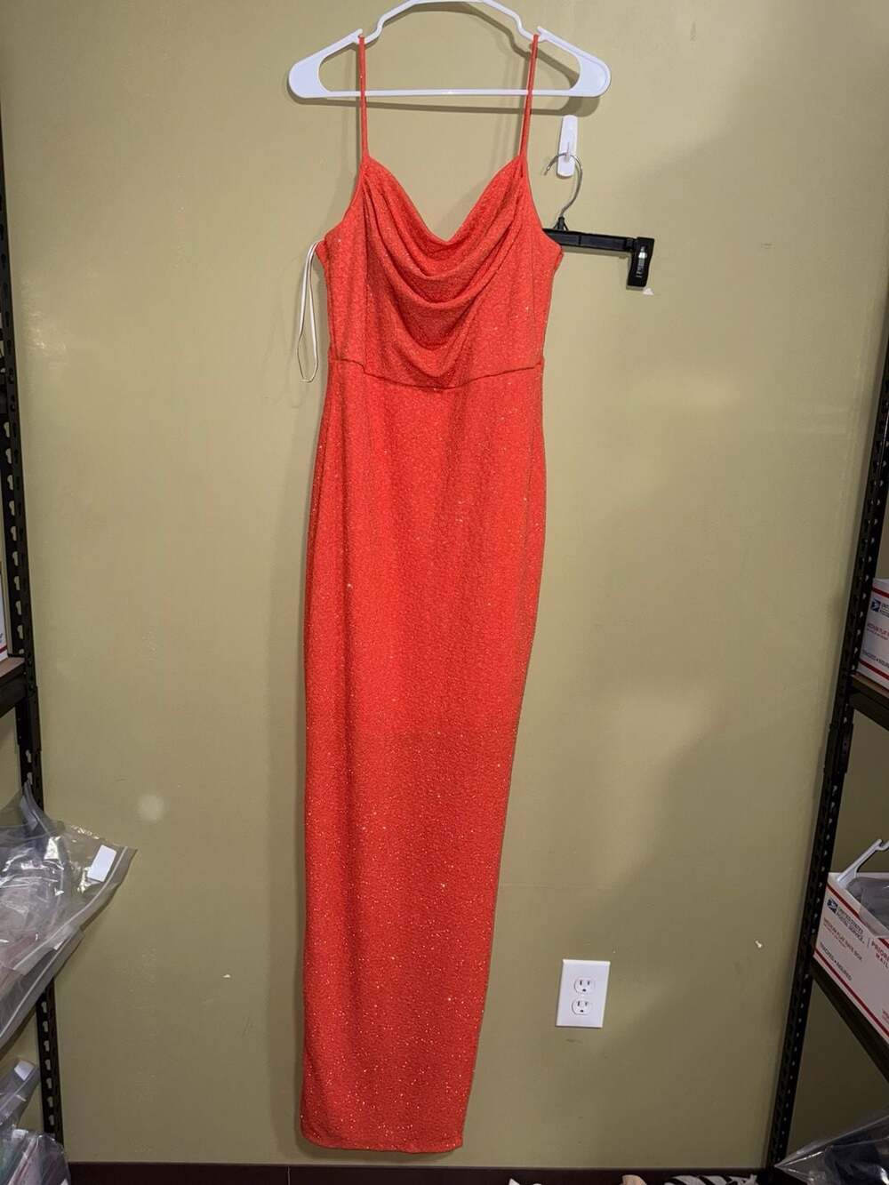 Windsor Chelsea Cowl Neck Glitter Formal Maxi Dress